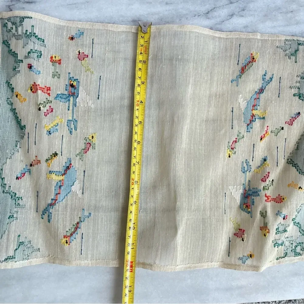 Vintage | Set Of 6 Boho Embroidered Fiber Art Placemats Ocean Sea Animals Fish